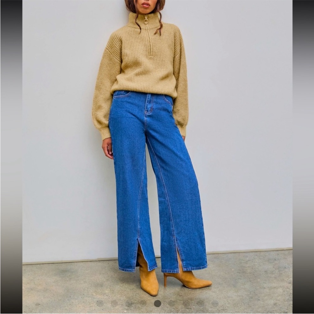 🍋 Wool blend stand collar long sleeve top